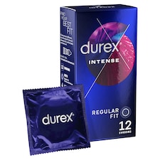 Durex Intense Condoms Ribbed & Dotted Regular Fit 12 Pack