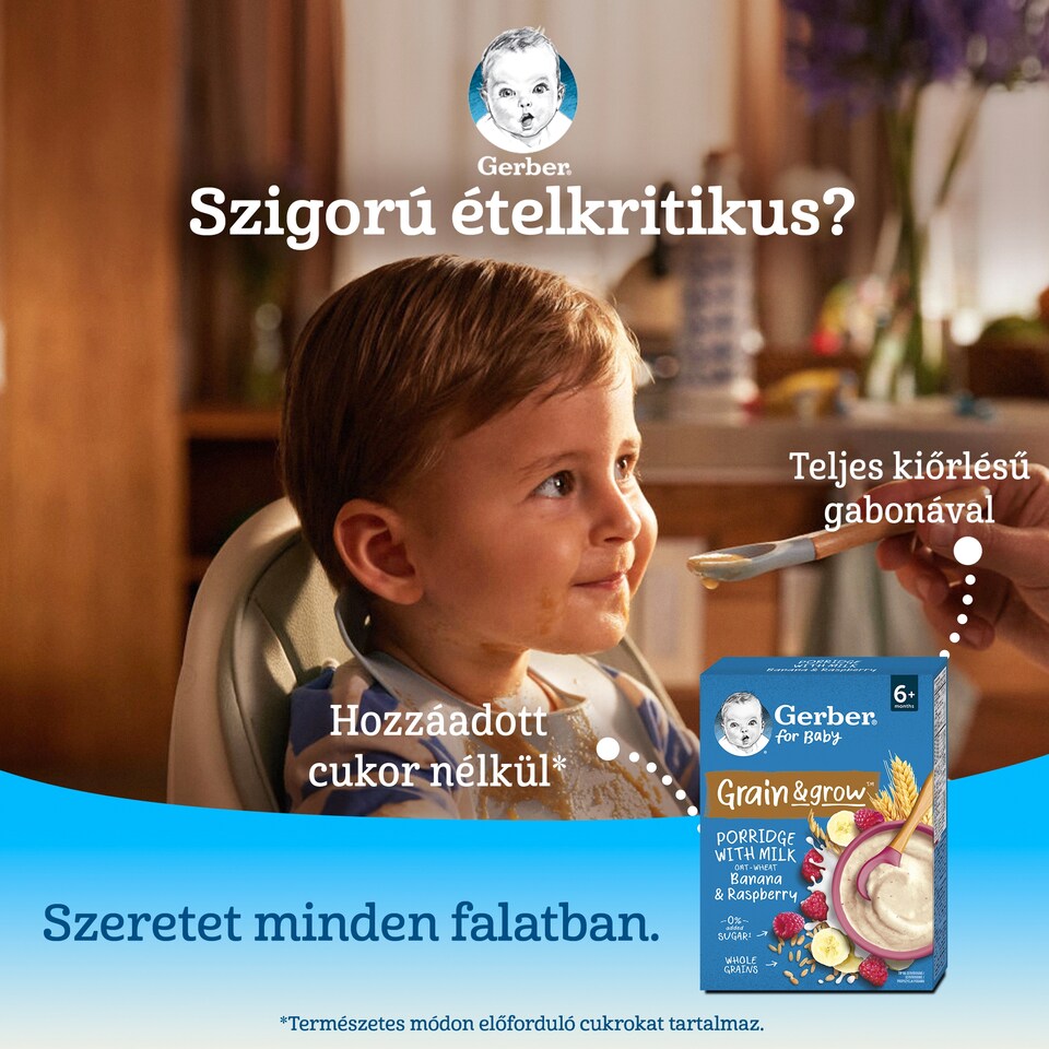 Gerber banános málnás tejpép, 6 hónapos kortól 200 g  1. kép