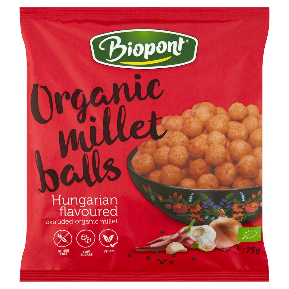 Biopont gluténmentes magyaros ízesítésű bio kölesgolyó 75 g  1. kép