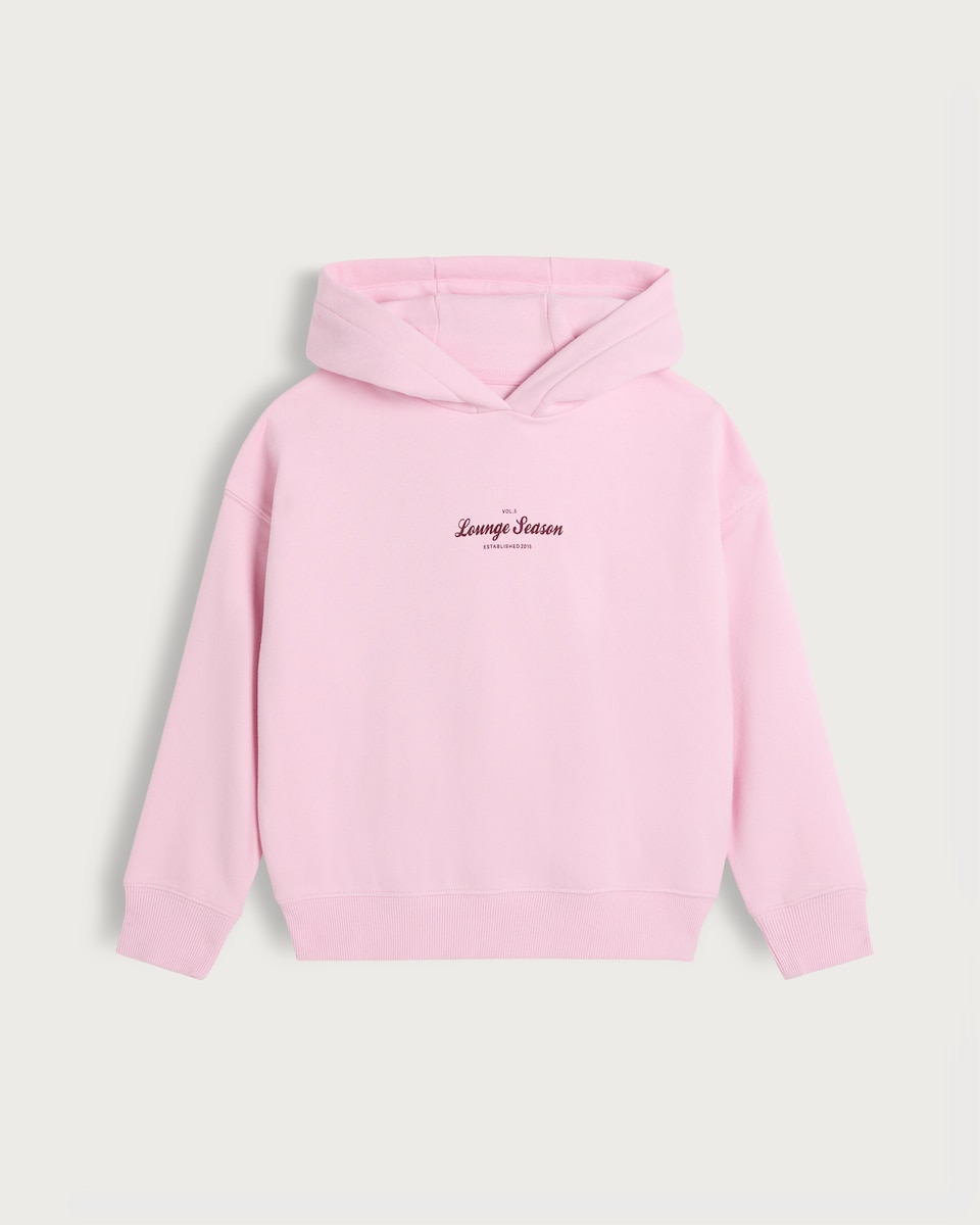 image 1 of F&F Girls Cotton Rich Lounge Season Hoodie in Pink