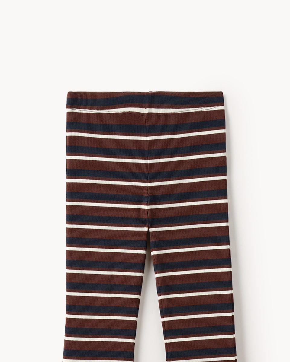 image 1 of F&F Girls Cotton Rich Striped Cardigan and Leggings Set in Brown