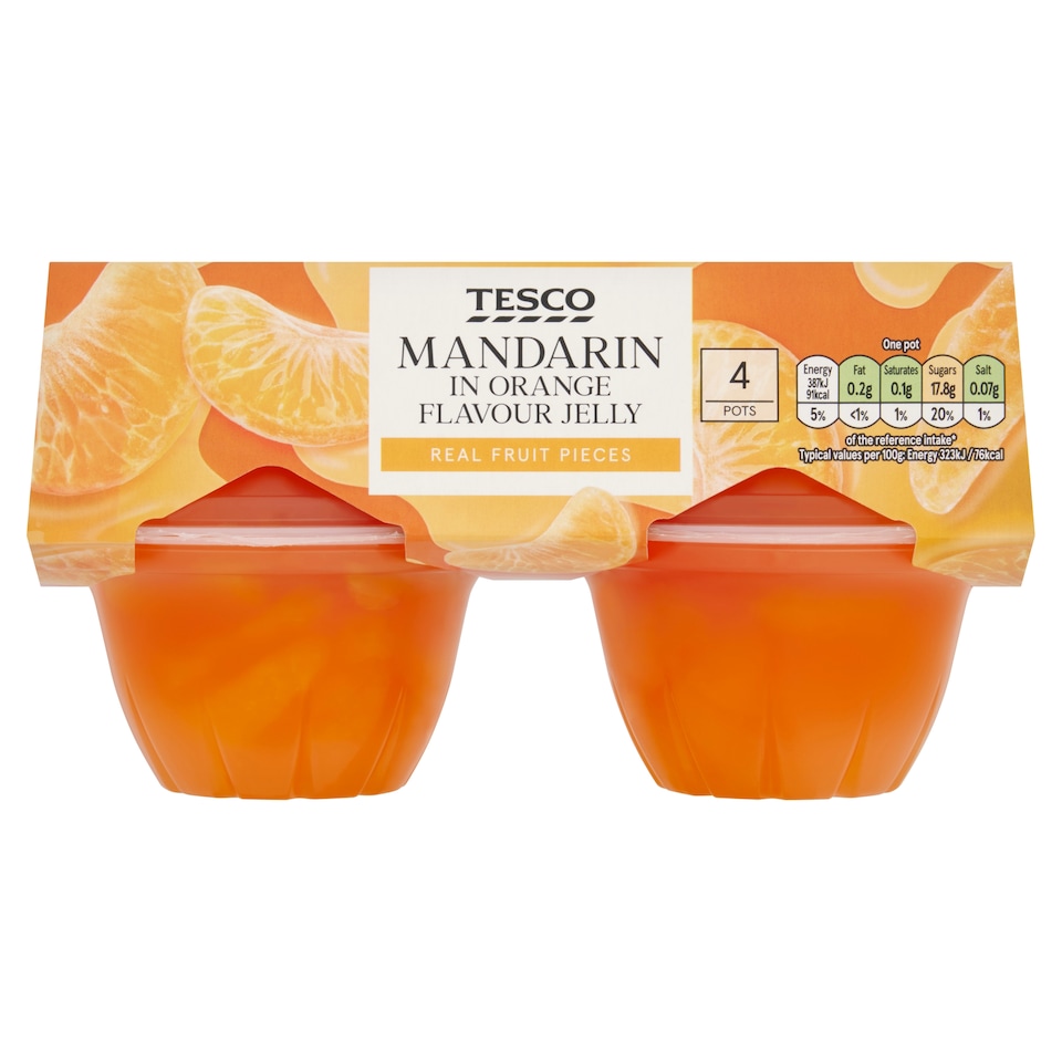 image 1 of Tesco Mandarin In Orange Flavour Jelly 4 x 120g