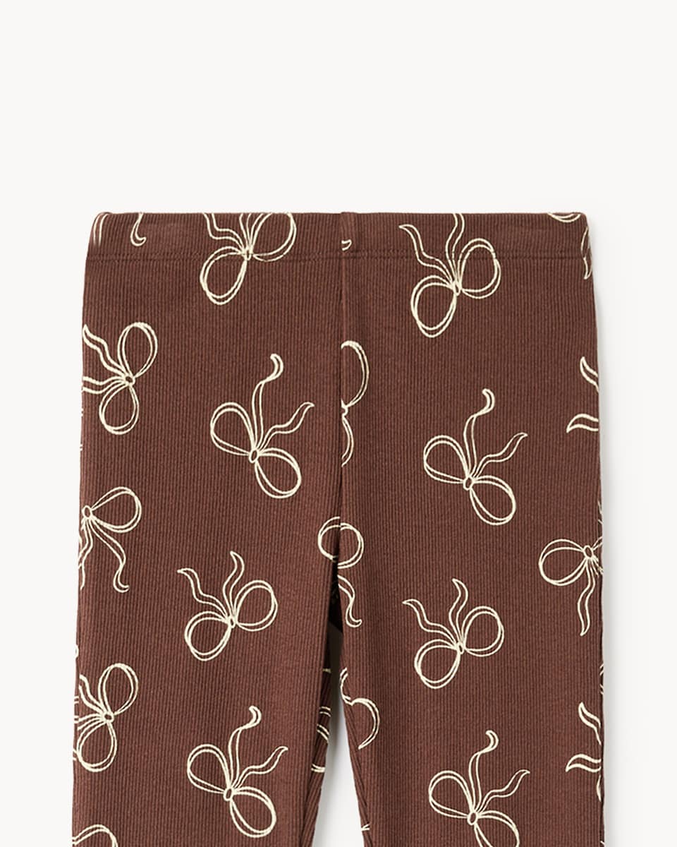 image 1 of F&F Girls Cotton Rich Bow Sweatshirt and Leggings Set in Brown
