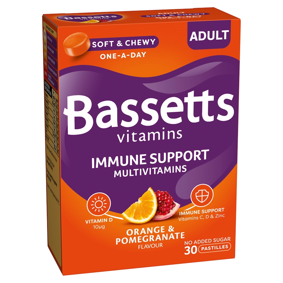 image 1 of Bassetts Adult Immune Support Multivitamins Orange and Pomegranate Pastilles 30s