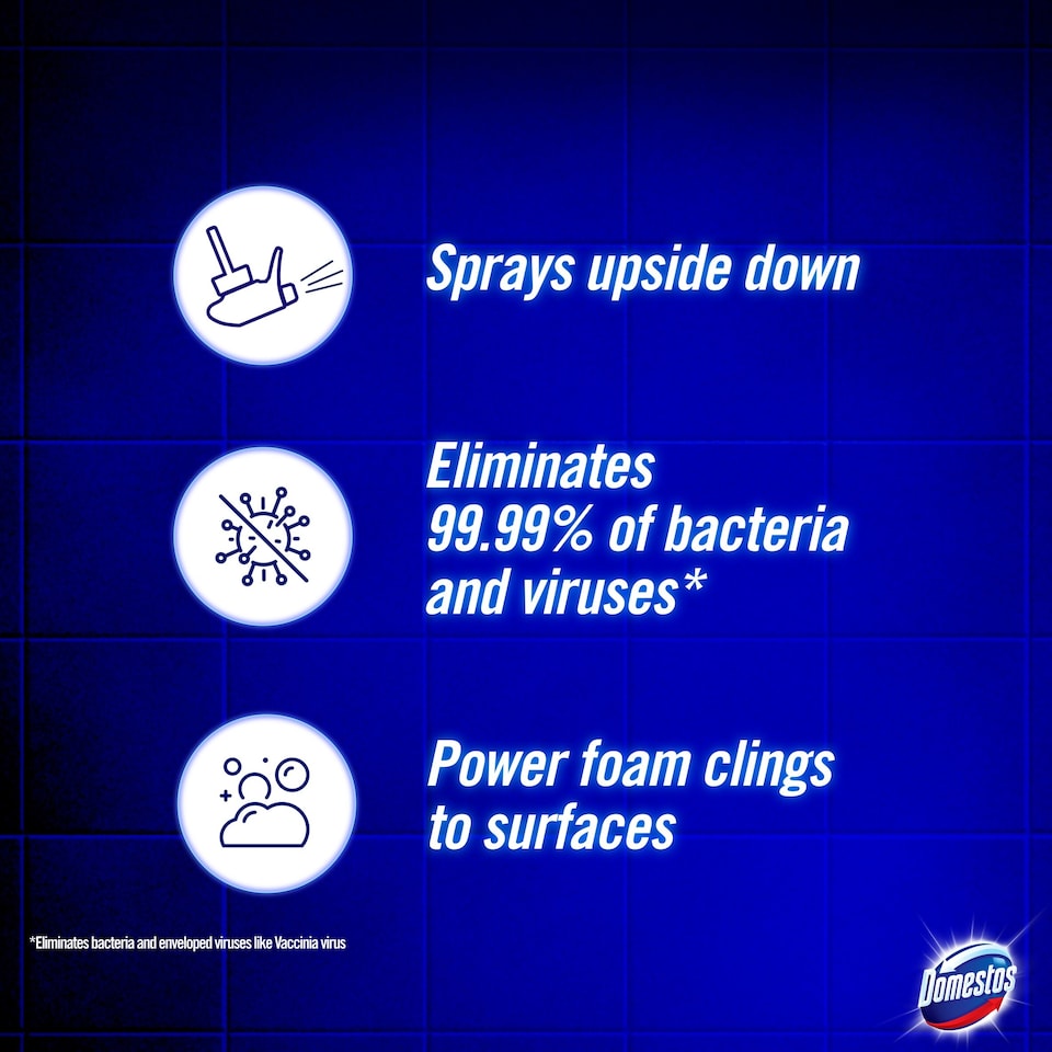 image 1 of Domestos Power Foam Spray Toilet & Bathroom Cleaner Citrus Blast 450ml
