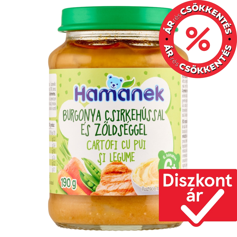 Hamánek burgonya csirkehússal és zöldséggel bébiétel 6+ hónapos kortól 190 g