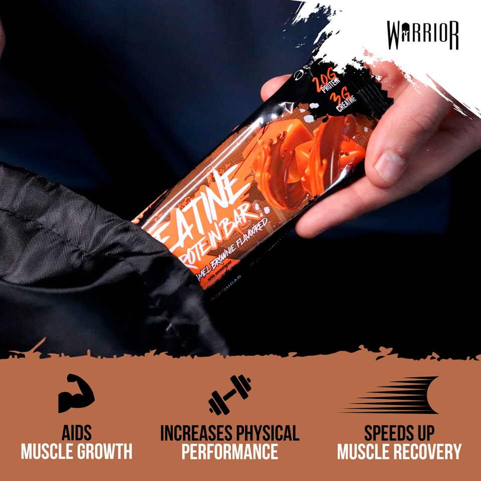 image 1 of Warrior Creatine + Protein Bar Salted Caramel Brownie 75g