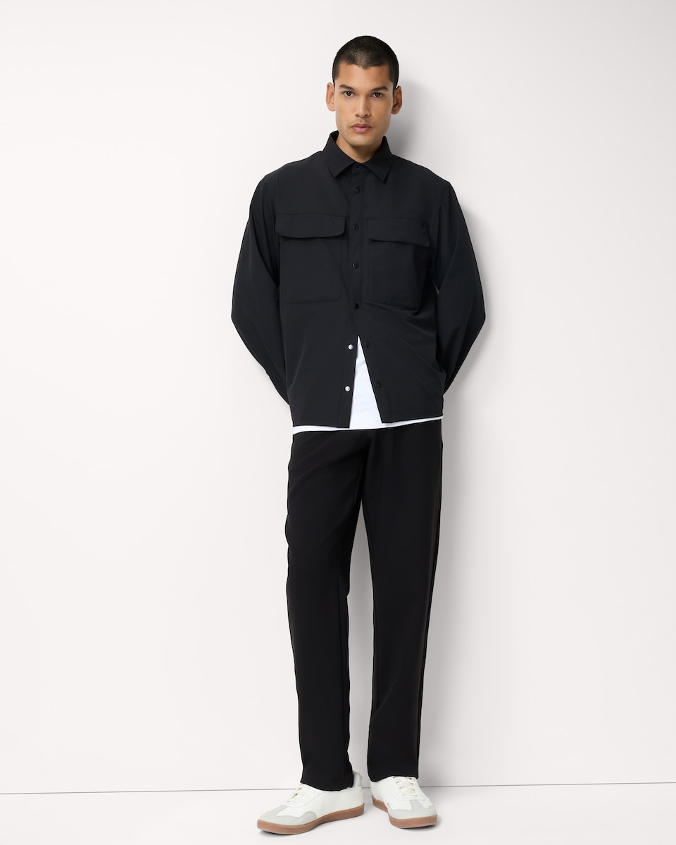 image 1 of The F&F Edit Collared Shower Resistant Overshirt in Black