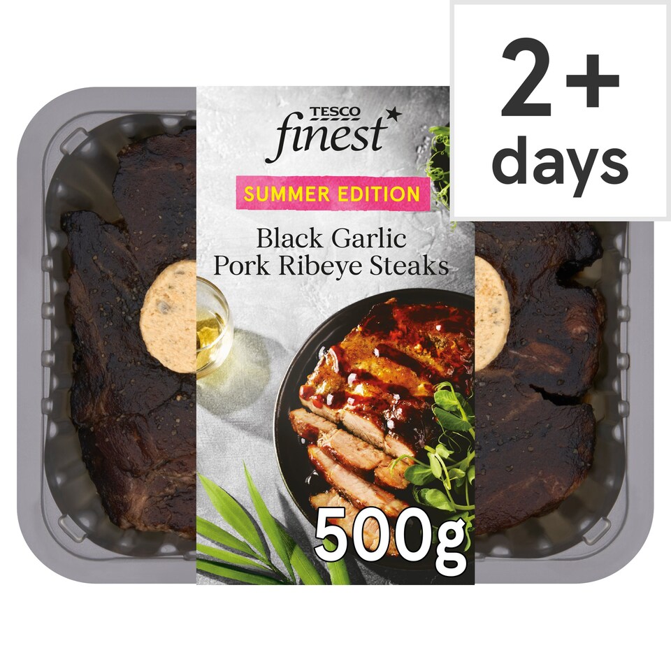 Tesco Finest Black Garlic Pork Ribeye Steaks 500g Tesco Groceries