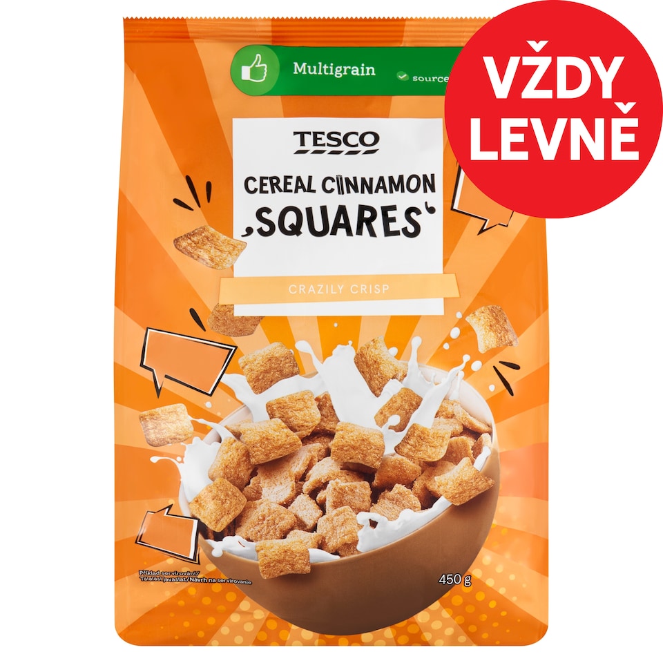 Tesco Obilné čtverečky se skořicí 450g