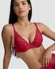image 1 of F&F Floral Lace Detail Underwired Plunge Bra in Red