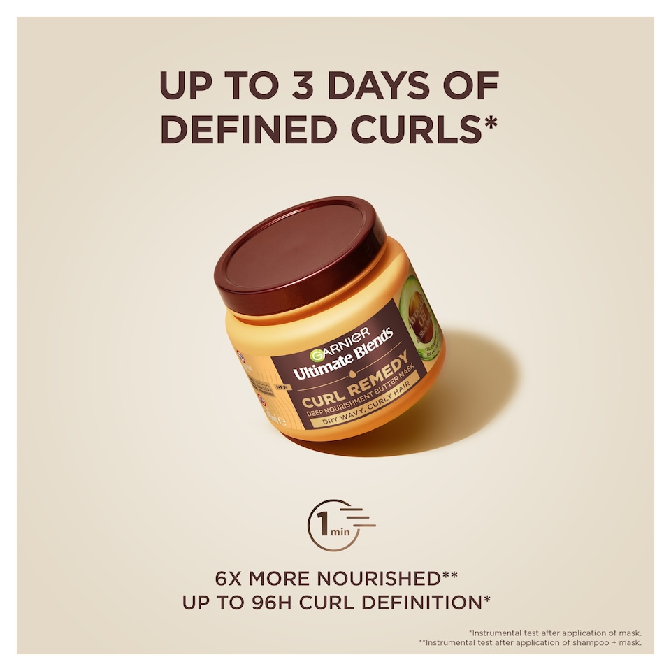 image 1 of Garnier Ultimate Blends Curl Remedy Avocado Oil Hair Mask 340ml