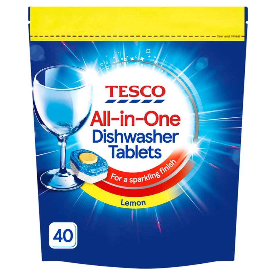 Tesco All-in-One Dishwasher Tablets - Lemon 40 Pack 680g