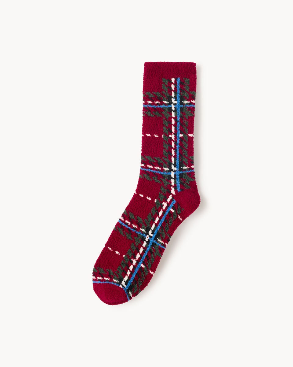 Christmas Check Patterned Cosy Socks in Multi