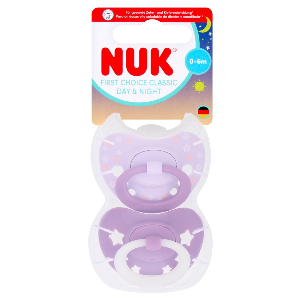 NUK FIRST CHOICE CLASSIC DAY & NIGHT 0-6M 2 SOOTHERS