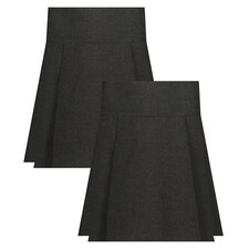 F&F School Girls 2-Pack Pleated Skirts in Grey