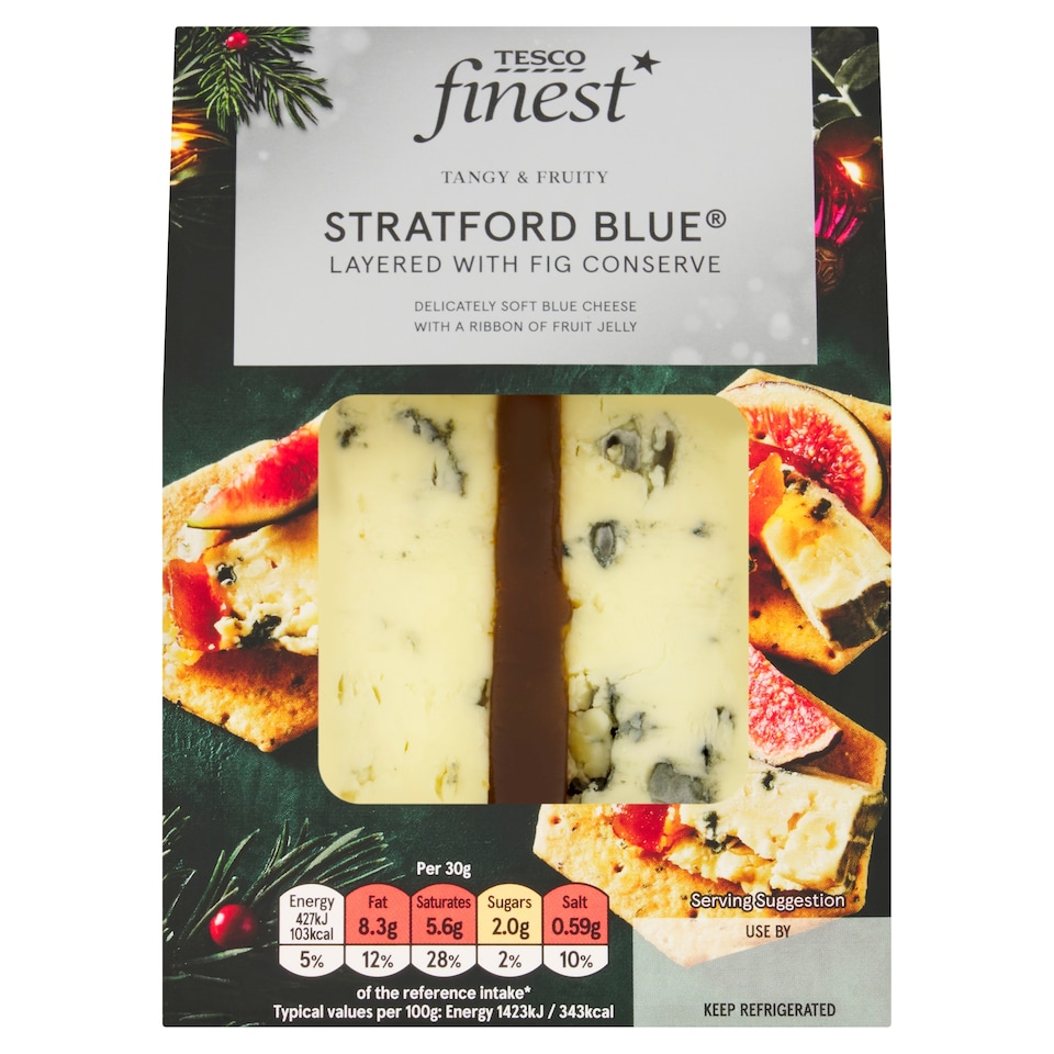 TESCO FINEST STRATFORD BLUE LAYERED WITH FIG CONSERVE 150G
