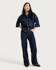 image 1 of F&F Cotton Rich Pinstripe High Rise Wide Leg Co-ord Jeans in Navy