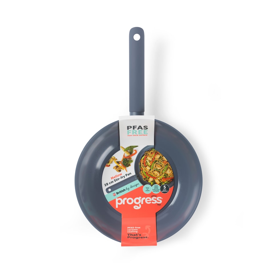 image 1 of Progress Mellow Blue Non-Stick 28cm Stirfry Pan
