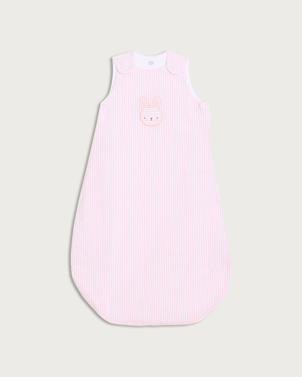 F&F Baby Pure Cotton Bunny Striped 1.5 Tog Sleeping Bag in Pink