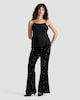 image 2 of F&F Velour Sequin Flared Trousers in Black