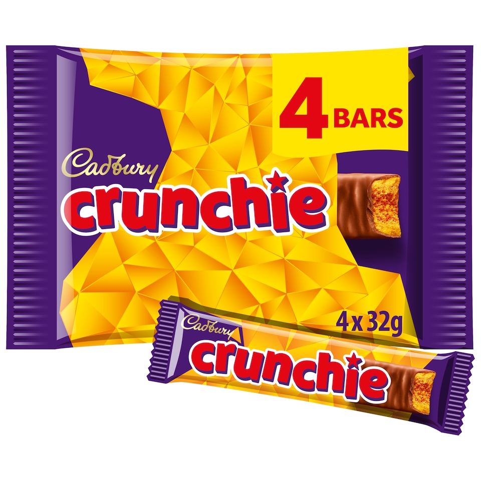 image 1 of Cadbury Crunchie Chocolate Bar 4 Pack Multipack 128g