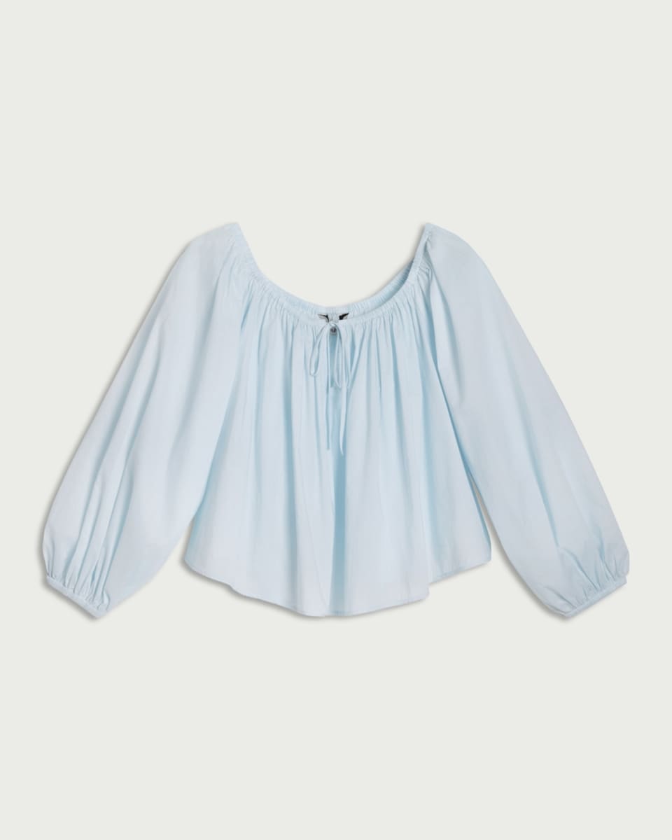 image 1 of F&F Pure Cotton Long Sleeved Blouse in Blue