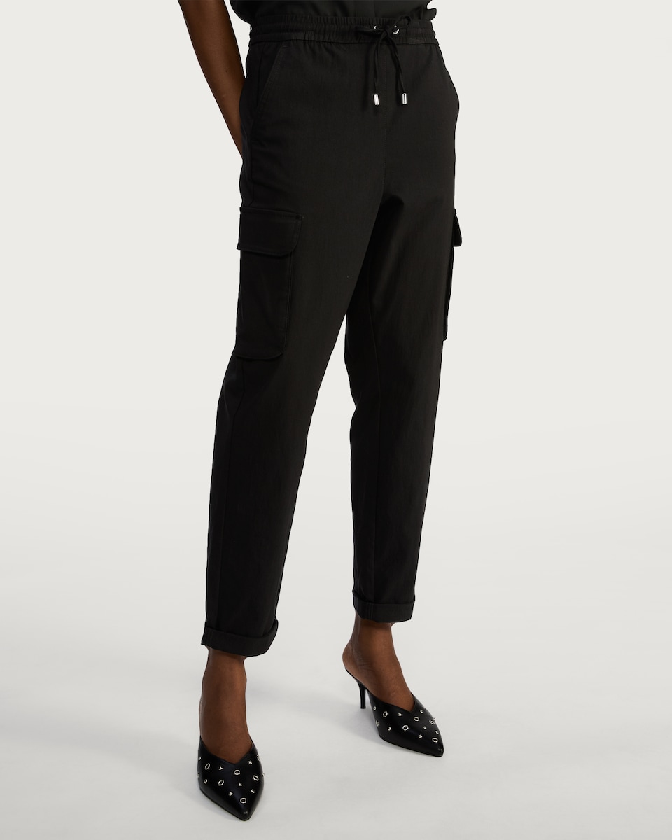 image 1 of F&F Ultra Comfort Cuffed Cargo Trousers in Black