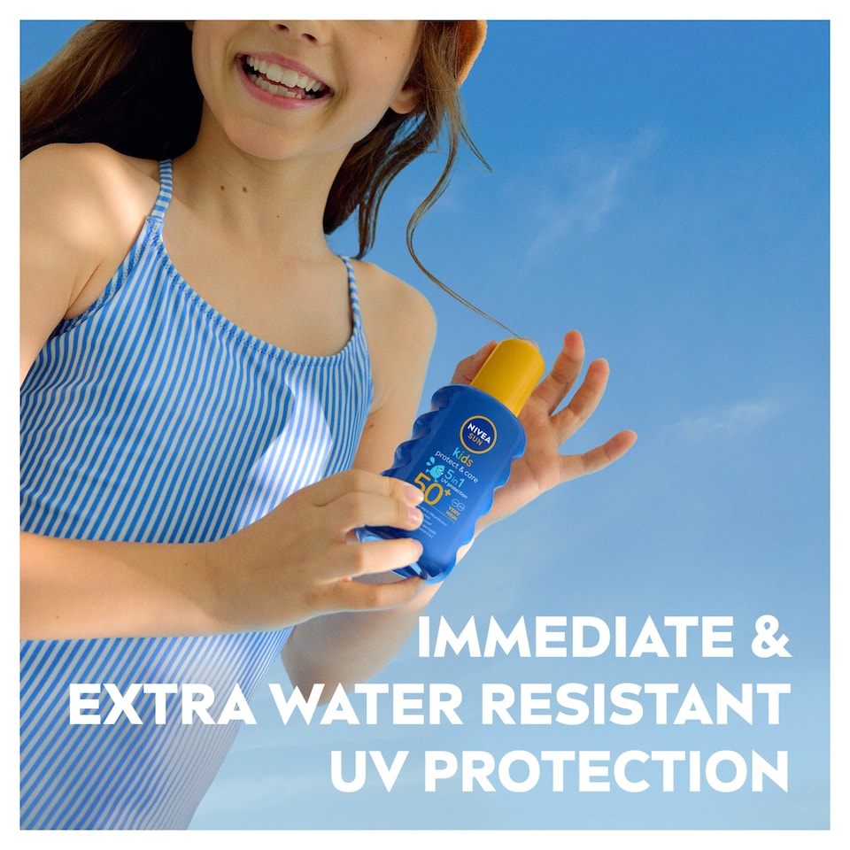 image 1 of NIVEA SUN Kids Protect & Care Coloured Sun Cream Spray SPF50+ 200ml