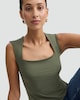 image 2 of F&F Polyamide Square Neck Sleeveless Top in Khaki