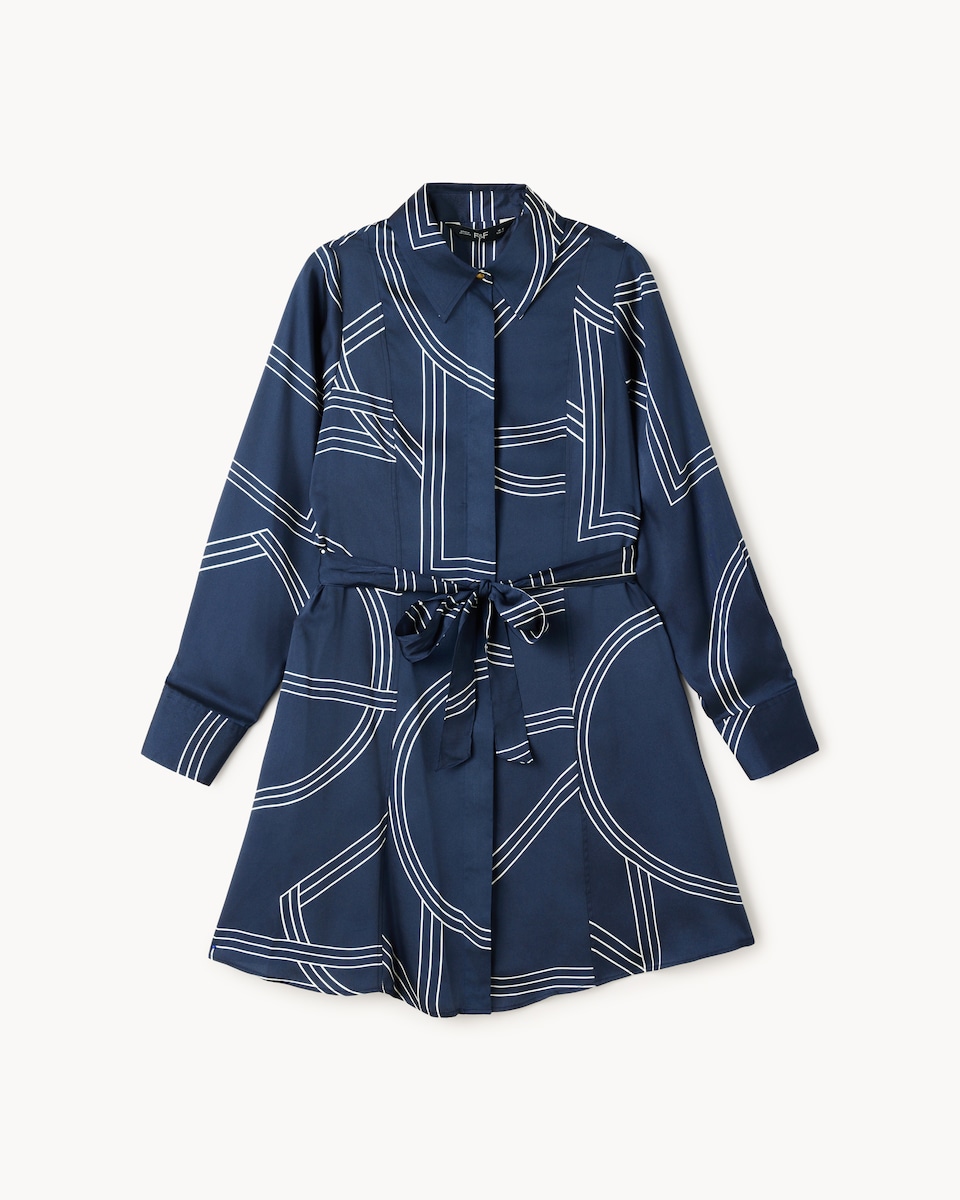 F&F Abstract Print Shirt Mini Dress in Navy