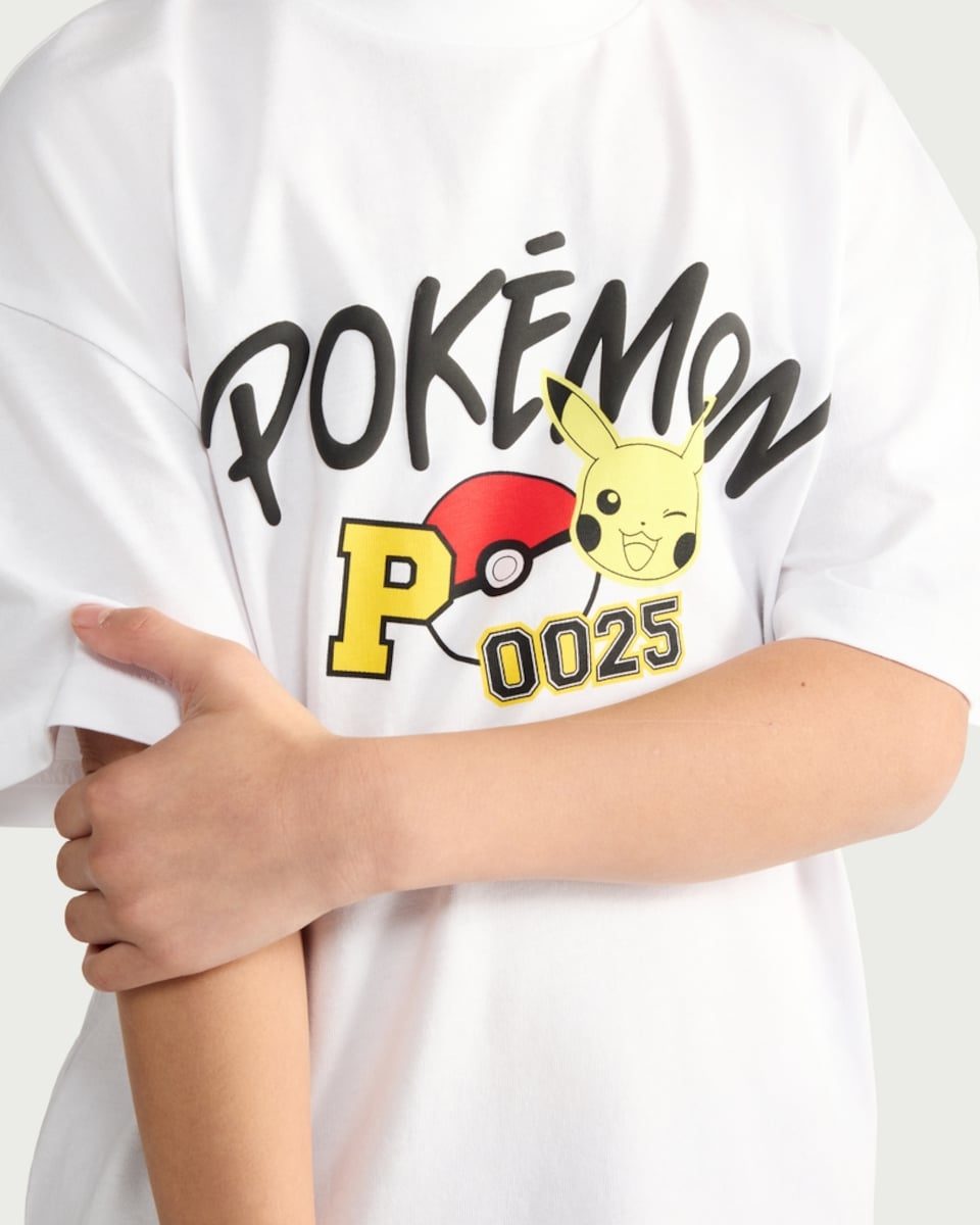 image 1 of Pokémon Pure Cotton Pikachu Oversized T-Shirt in White