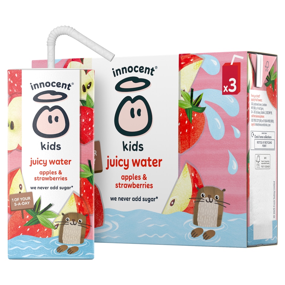 image 1 of innocent Kids Juicy Water Apple and Strawberry 3 x 200ml