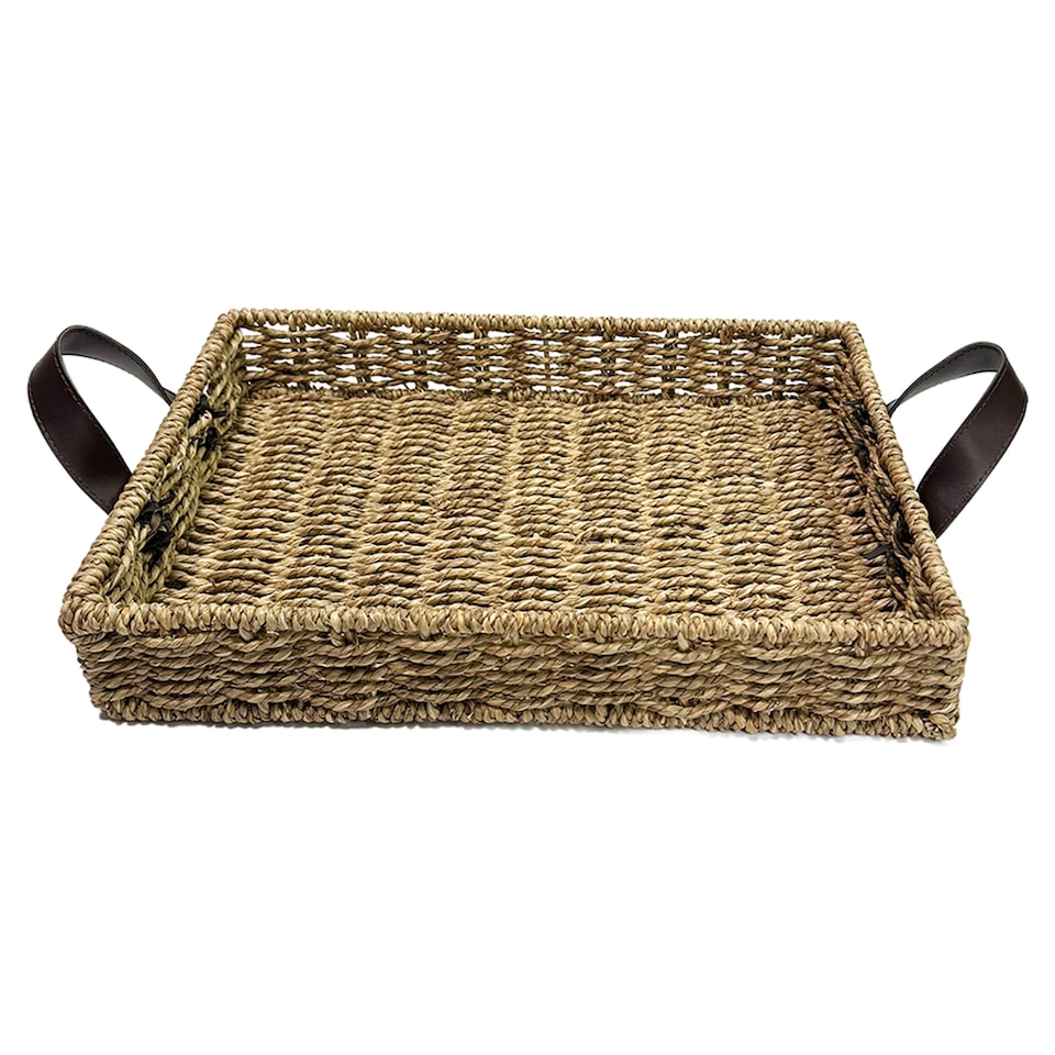 F&F Home Rectangular Woven Tray With Handles