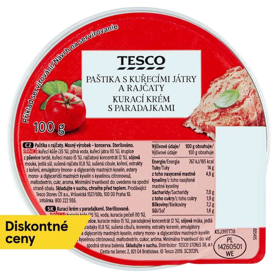 Tesco Kurací krém s paradajkami 100 g