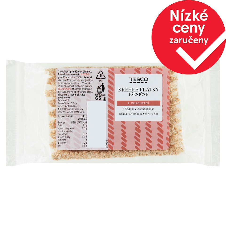 Tesco Křehké plátky pšeničné 65g