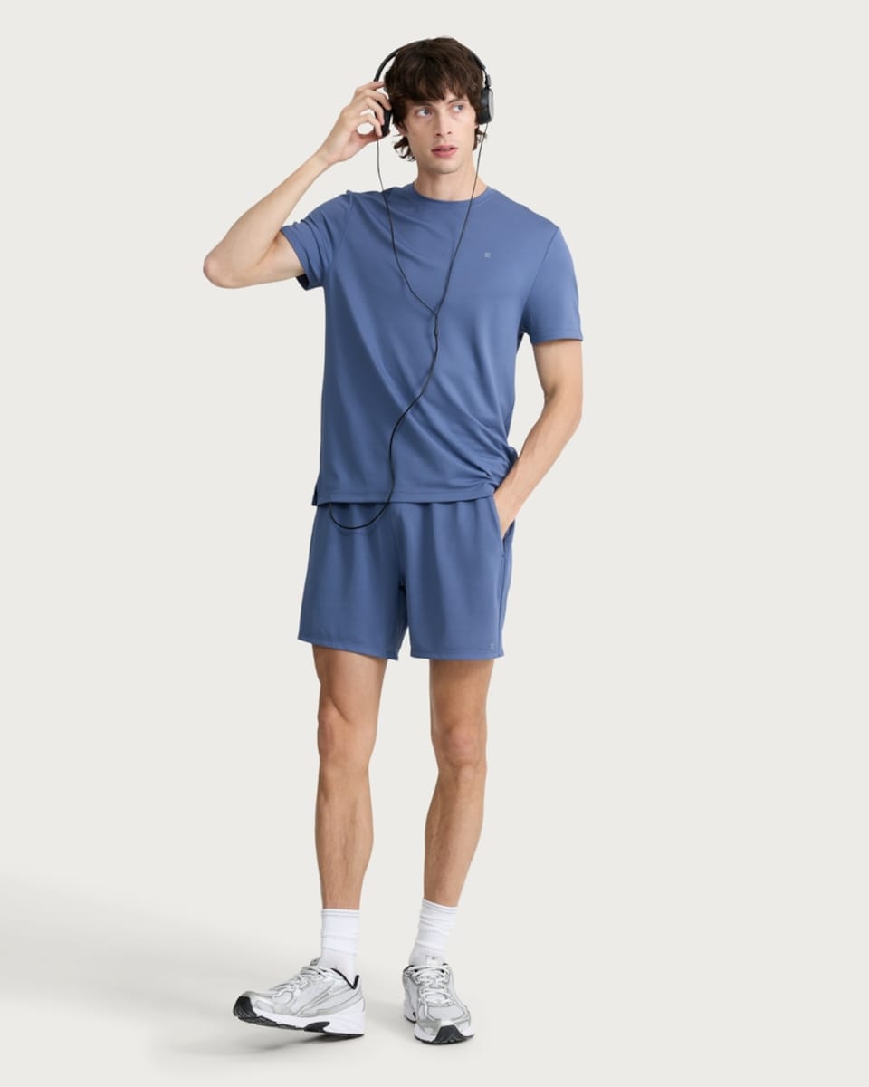 image 1 of F&F Active TECHSPORT Popcorn Textured Shorts in Blue