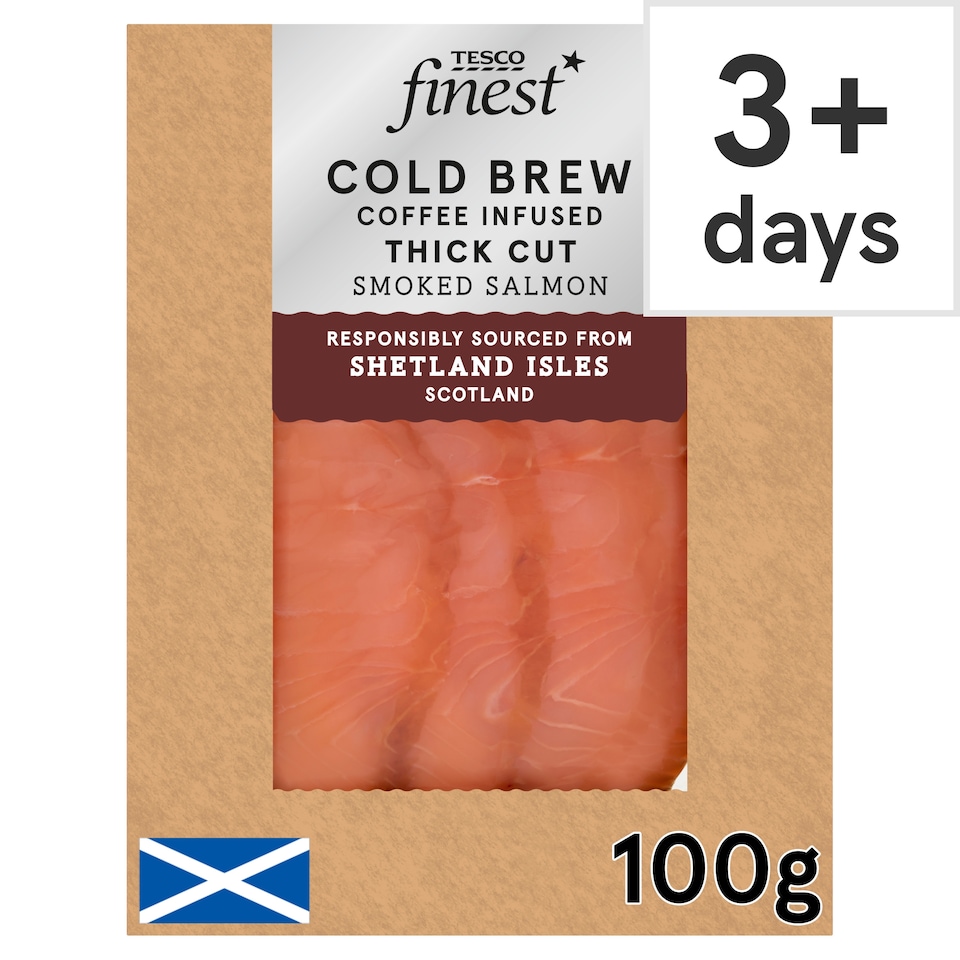 Tesco Finest Cold Brew Coffee Infused Thick Cut Smoked Salmon 100g