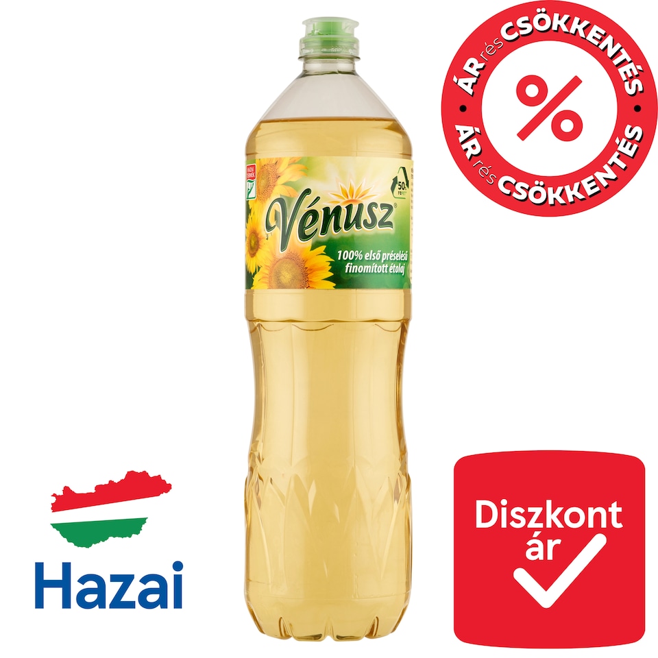 Vénusz 100% első préselésű, finomított napraforgó-étolaj 1 l  1. kép