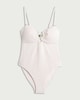 image 4 of F&F Textured Beaded One Piece Swimsuit in Cream