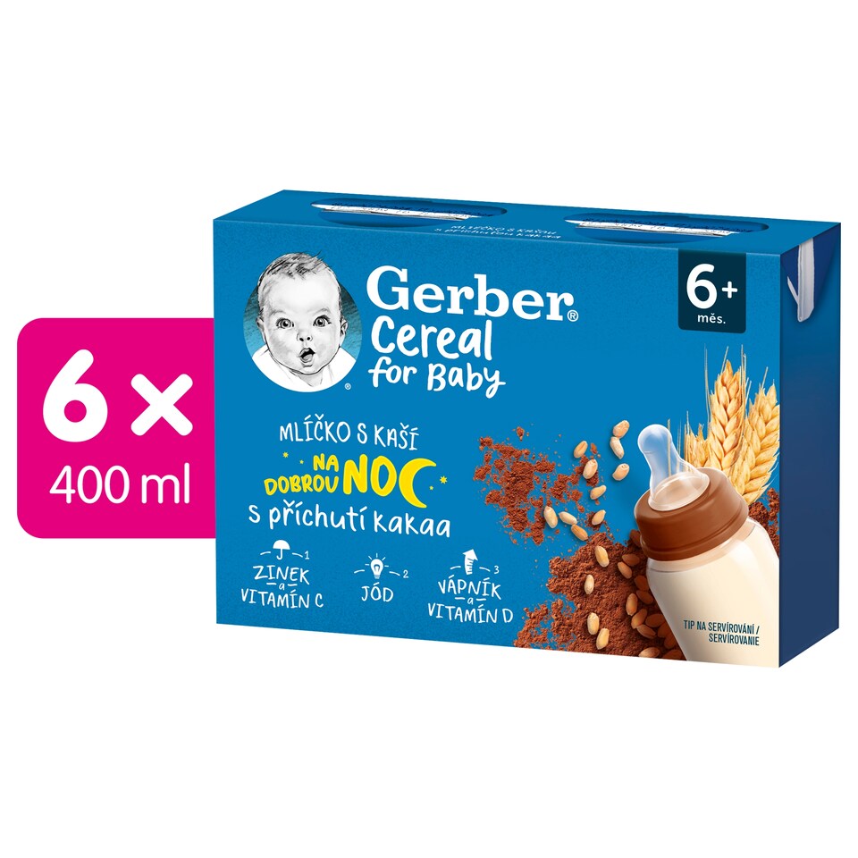 Obrázek 1 pro produkt GERBER Cereal mlíčko s kaší s příchutí kakaa 2 x 200ml