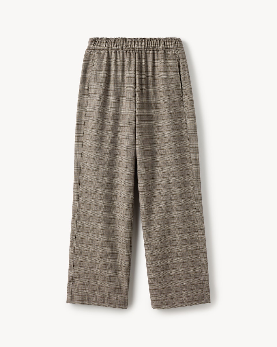 image 1 of F&F Checked Wide Leg Trousers in Multi Brown