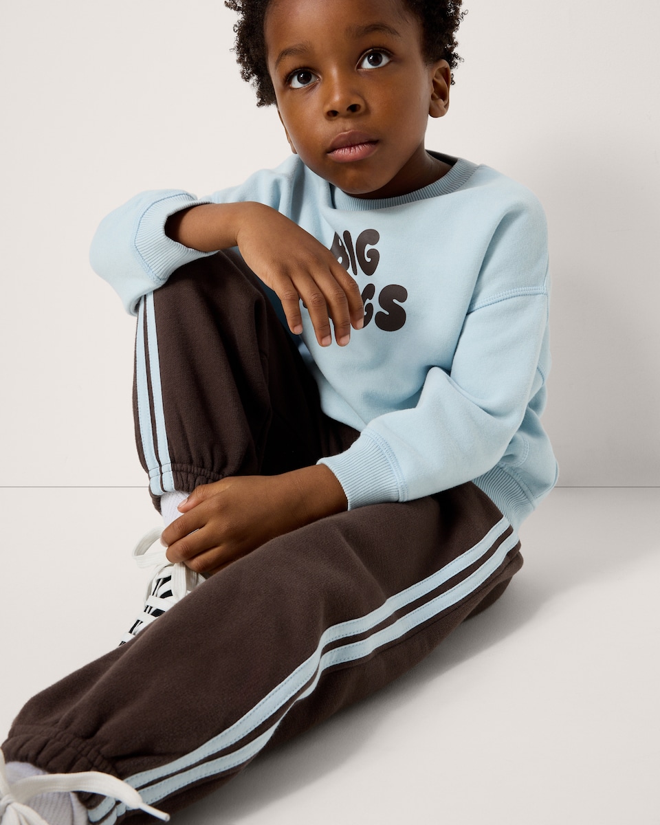 image 1 of F&F Boys 2-Pack Slogan Sweatshirt and Joggers Set in Chocolate