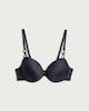 image 4 of F&F Ruched Chain Detail Bikini Top in Black