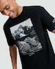 image 1 of 9 Peaks Mountain Print Pure Cotton T-Shirt in Black