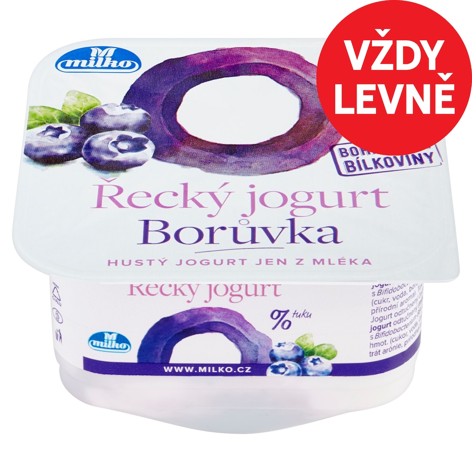 Milko Greek Yogurt 0% Blueberry 140g
