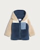 image 1 of F&F Baby Hooded Fleece Colour Block Zip Through Jacket in Blue