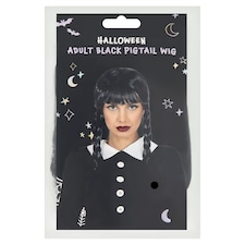 Rayland Halloween Adult Black Pigtail Wig