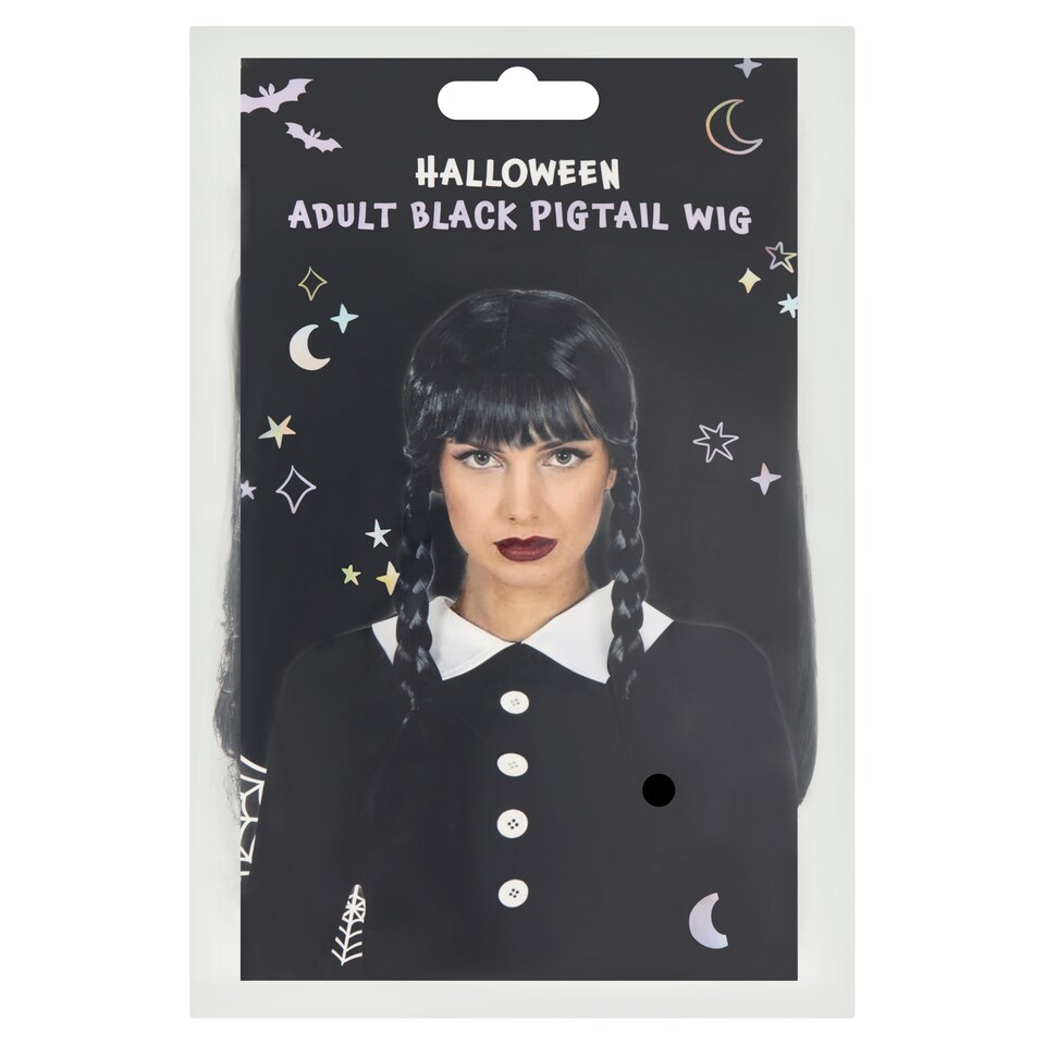 Rayland Halloween Adult Black Pigtail Wig