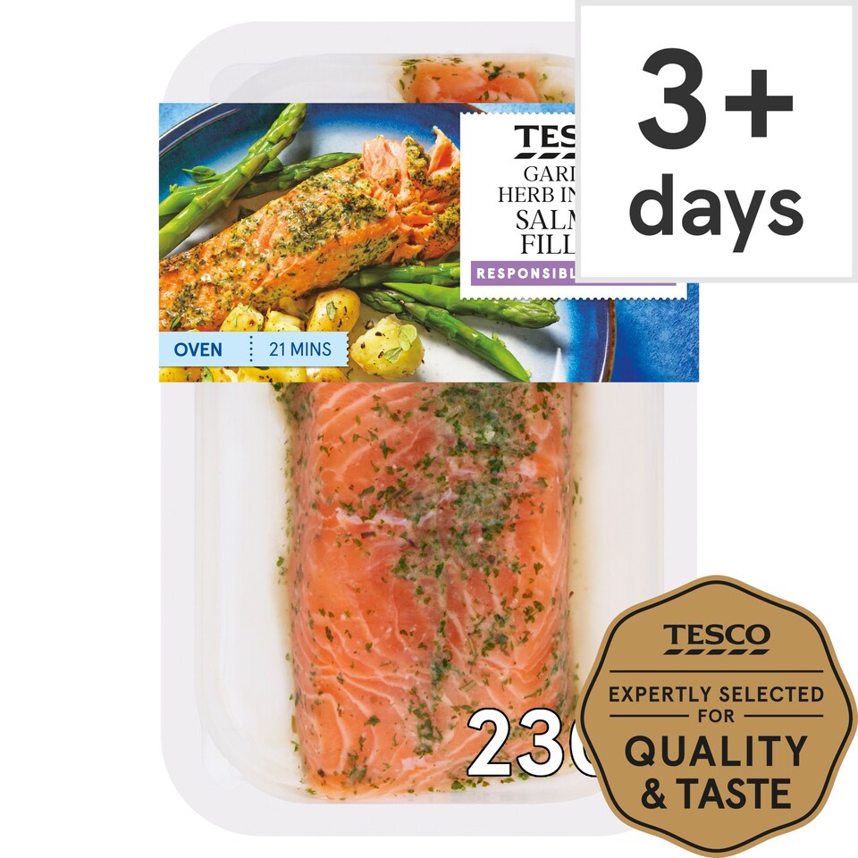 Tesco 2 Garlic & Herb Infused Salmon Fillets 230G